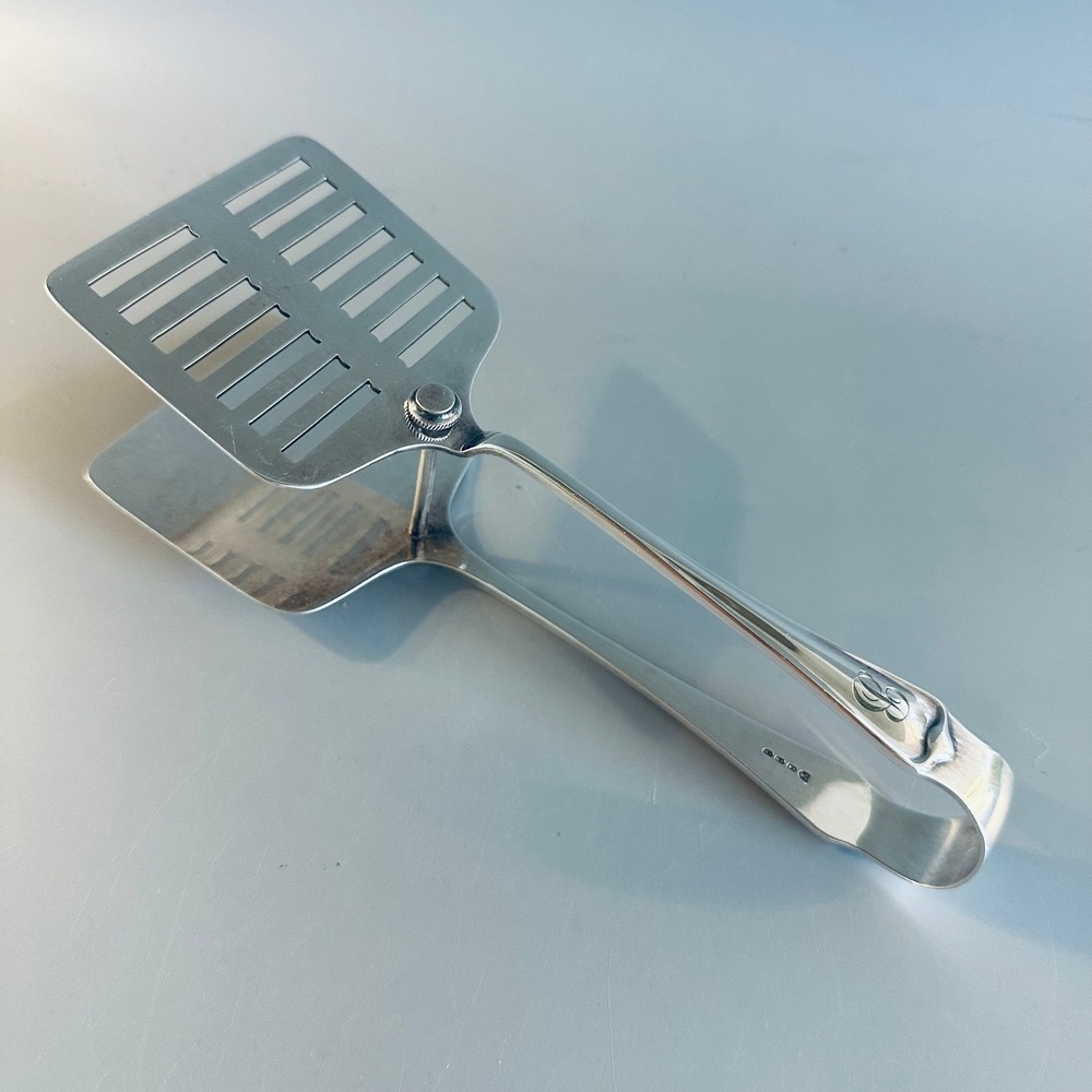 Vintage Silverplate Asparagus Tongs Sandwich Server Pierced Monogrammed HA EA FA